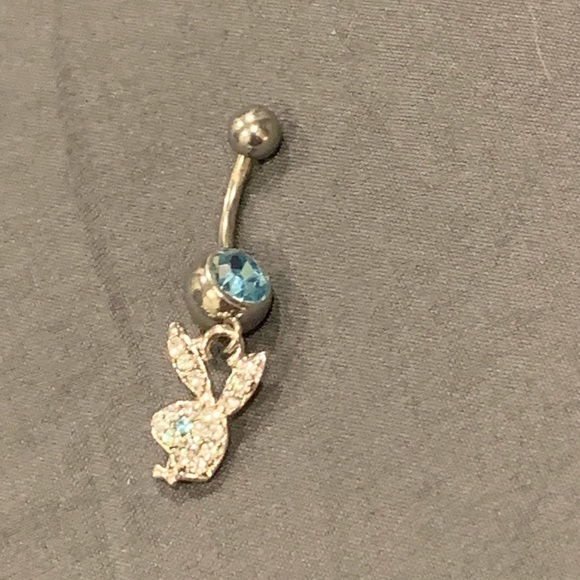 Belly Button Ring - blue playboy rhinestones - Picture 6 of 8